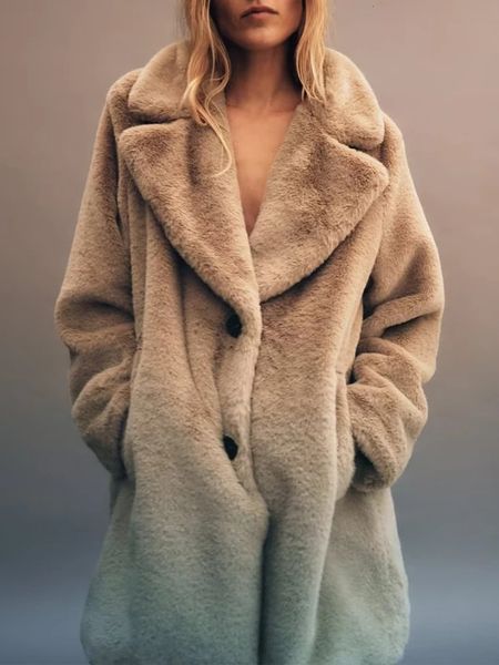 Fourrure femme Fausse fourrure TRAF High Street ours en peluche manteau d'hiver femmes ample grande taille épais chaud mélanges de laine réel manteau de fourrure femmes vestes de fourrure d'hiver 231123