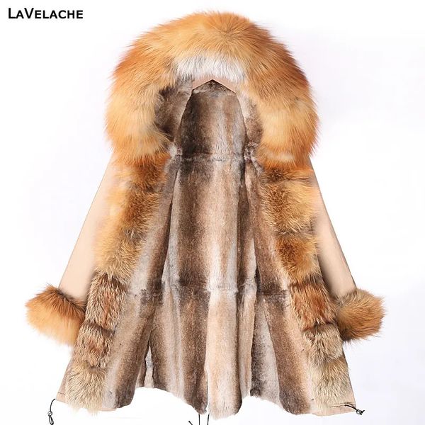 Manteau d'hiver imperméable en fausse fourrure pour femme Parka longue veste doublée de fourrure de lapin véritable mode vêtements de dessus pour femmes Streetwear 230927