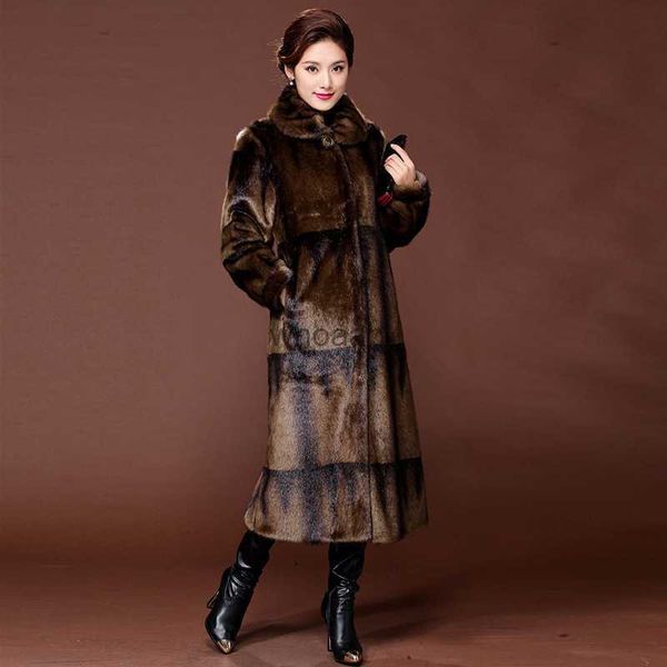 Fourrure pour femme Fausse Fourrure Gros-Gradient Couleur Réel Manteau De Vison Long Manteaux De Fourrure Naturelle Femmes Hiver Chaud Survêtement De Luxe Veste En Cuir Véritable 5XL S003 YQ230925