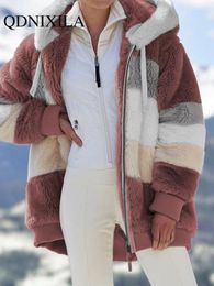 Женское зимнее пальто из искусственного меха для женщин, длинное пальто с плюшевым мишкой большого размера, теплое утепленное флисовое пальто из искусственного меха, зимняя куртка, женский топ с длинными рукавами 230914