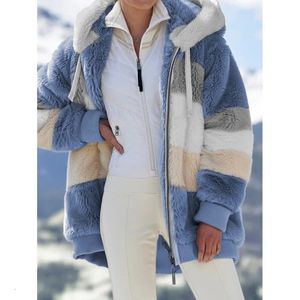 Manteau d'hiver en fausse fourrure pour femmes, surdimensionné, Long, ours en peluche, chaud, épais, polaire, manteaux en fausse fourrure, veste d'hiver pour femmes, haut à manches longues 231108