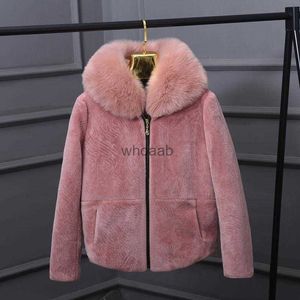 Fourrure femme Fausse fourrure hiver col Fuax très bonne qualité manteau de fourrure de mouton hiver femmes luxe fausse fourrure fourrure mince femme fausse veste wj1765 YQ230925