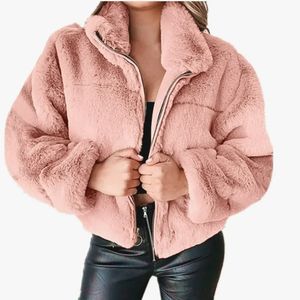 Fourrure femme Fausse Fourrure Hiver Femmes Fausse Fourrure Manteaux Courts Cardigan À Fermeture Éclair En Peluche Manteau Chaud Vêtements De Dessus Pour Femmes Pardessus Veste Épaisse 231122