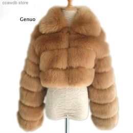 Women's Fur Fausse fourrure hiver femmes haute qualité manteau de fourrure artificielle fausse fourrure veste femme épissé court revers en peluche manteau mode Abrigo Mujer T231107