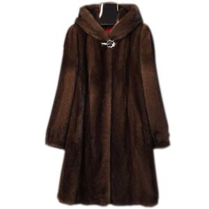 Forte de fourrure pour femmes pour femmes hiverneuses Nouveau manteau de vison long veste chaude décontractée à capuche Z240530
