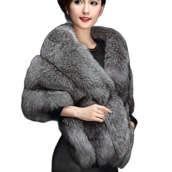 Fourrure Femme Fausse Fourrure Femmes Fourrure De Renard Shl Cheongsam Blanc Rose Noir Robe De Mariée Mariée Élégante Cape Hiver Capes Ponchos Épaissir Manteau Chaud JacketL231007