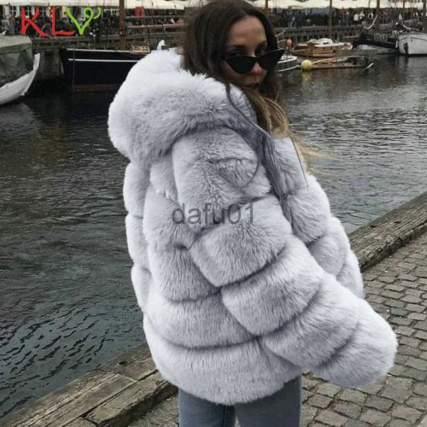 Fourrure Femme Fausse Fourrure Femmes Veste Vintage À Capuche Fluffy Fausse Fourrure Manteau Court Fourrure Hiver Chaud Manteau D'extérieur 2023 Automne Casual Party Overcoat 19Aug x0907