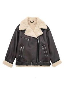 Faur en fourrure pour femmes Zack Rain Femmes Fake Brown Jacket Automne Hiver Ladies Zipper Cuir Retro Loose Femme épaisses épaisses Mujer