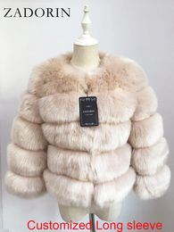 Damesbont Nepbont ZADORIN Mantel Bulu Rubah Palsu Lengan Panjang Mode Musim Dingin Wanita Mantel Bulu Hangat Tebal Pakaian Luar Jaket 230922