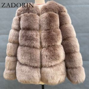 Fourrure Femme Fausse Fourrure ZADORIN Nouvelle Arrivée Longue Fourrure Épais Chaud Manteau En Fausse Fourrure Femmes À Manches Longues Noir Marron Fausse Fourrure Veste Manteau D'hiver Survêtement T230921