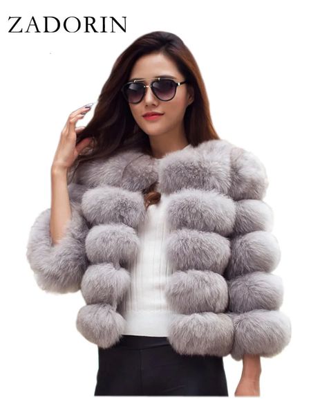 Fourrure de fourrure pour femmes Zadorin S-5xl Mink Minks Automne Hiver Fluffy Black Faux Fur Coat Femmes Élégantes Vestes en fausse fourrure