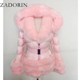 Fourrure femme Fausse fourrure ZADORIN manteau d'hiver femmes mode manteau en fausse fourrure manches détachables capuche duvet de canard manteaux à capuche noir doudoune vêtements d'extérieur 231124