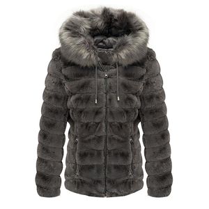 Dames bont faux giolshon dames winter dubbelzijdige puffer puffer jas afneembare kraag warme vrouwelijke jas winddichte down coatvrouwen's