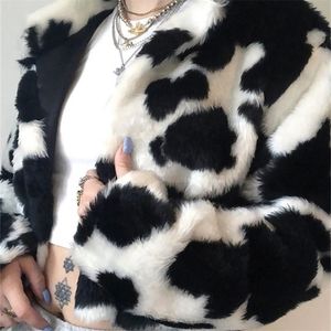 Dames bont faux gothic donkere punkstijl gotische gewas jassen mode kleur blokkeren lange mouw vrouwen vestiging jassen warme streetwear 220928