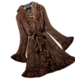 Manteau de vison en fausse fourrure harppihop pour femmes, Slim, Style Long, manches papillon, veste naturelle tricotée, 231108