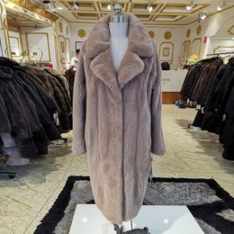 Manteau de vison long d'hiver de haute qualité pour femmes manteaux d'importation courts femmes couleur véritable véritable