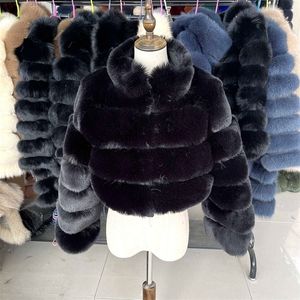 Dames bont faux hoogwaardige ry bijgesneden jassen en jassen vrouwen pluizige toplaag met winterjas 220927