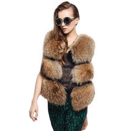 Femmes fourrure Faux HJQJLJLS 2022 automne nouvelles femmes raton laveur chien gilet femme moelleux manteau ry veste LJLS132 T220928