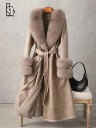 Manteau chaud et épais en fausse fourrure pour femme, Imitation peau de lapin, Vintage, mi-long, col au genou, hiver 2023, 231120