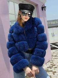 Femmes fourrure fausse JANEFUR recadrée Mini manteau col montant femmes 2023 mode luxe femme hiver vraies vestes 231118