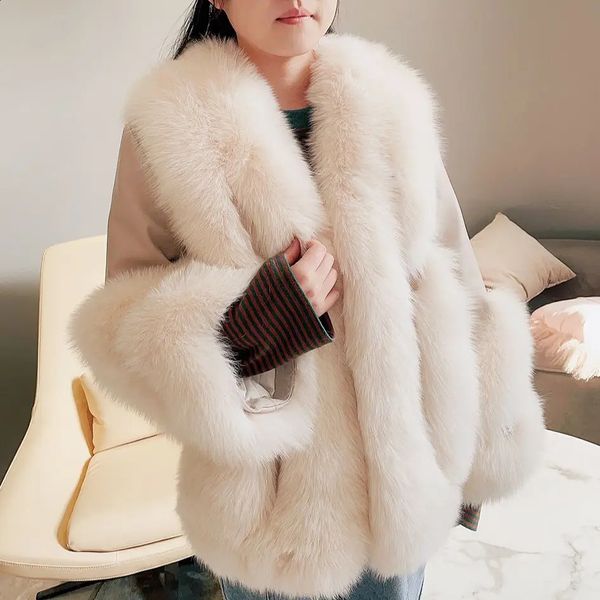 Fourrure femme Faux JANEFUR veste en cuir véritable femmes 2023 manteau réel court mode luxe grande taille en gros chaud vêtements d'extérieur d'hiver 231118