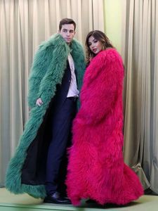 Dames bont faux JANEFUR Mongolië schapenjas dames heren lang 130 cm 100 wol echte overjas voor liefhebbers dikke warme winter bovenkleding 231118