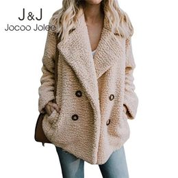 Piel de mujer Faux Jocoo Jolee Mujeres Casual Teddy Coat Femenino Otoño Invierno Cálido Suave Fluffy Fleece Chaquetas Outwear Oversize 220912