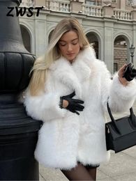 Manteau de luxe en fausse fourrure pour femmes, manteau d'hiver épais et chaud à manches longues, col rabattu, pardessus féminin à la mode, vêtements d'extérieur élégants, 2023 231201