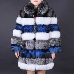 Femme fausse fourrure MAOMAOKONG 100 vraie fourrure hiver manteau veste dames chaud mode naturel col montant à manches longues en cuir 231109