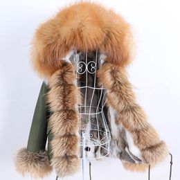MAOMAOKONG – manteaux en fausse fourrure pour femmes, manteaux naturels, doublure en lapin, vêtements d'hiver, Parkas avec col, 231114