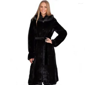 Faute de fourrure de fourrure pour femmes pour femmes imitation femelle à capuche d'âge moyen à capuche ou à col ou à un cou chaud 6xl 7xl 8xl 9xl Vestes xf750