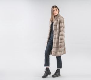 Manteau en fausse fourrure de vison pour femme, surdimensionné, manteaux naturels d'hiver, chauds, épais, longs, vestes en cuir véritable, détachables, 2022