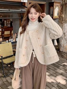 Manteau en fausse fourrure de vison et velours pour femme, hiver 2023, peluche Super douce de haute qualité, rembourré en coton épais