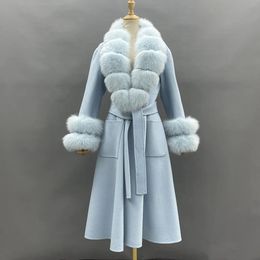 MISSJANEFUR – manteaux d'hiver en fausse fourrure pour femme, vestes en laine de cachemire à col réel, Trench Long de luxe rembourré, pardessus féminin 231114