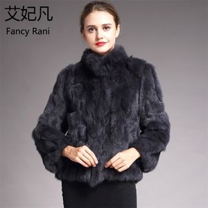 Manteau en fausse fourrure de lapin naturel pour femmes pour femmes vestes d'hiver col montant mode vraie femme sur l'offre avec 220927