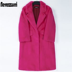 Dames bont faux nerazzurri winter lange roze jas dames reverswarmte dik zwart zacht zachte jas losse stijlvolle Koreaanse mode 221007