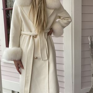 Faux fourrure pour femmes OFTBUY vrai manteau veste d'hiver femmes col naturel cachemire laine mélanges longs vêtements d'extérieur dames Streetwear 220927