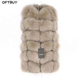 Dames bont faux oftbuy veer real vest dames mouwloze winterjas gilet natuurlijke jas bodywarmer waastcoat dik warme streetwear 221119