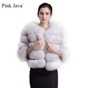 Dames bont faux roze Java 1801 echte bontjas dames winter dikke jas korte groothandel echte mouw 231205