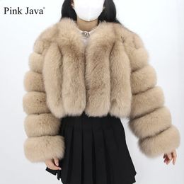 Veste d'hiver en fausse fourrure rose JAVA pour femme, manteau d'hiver en vraie fourrure, naturel, vente en gros, 22089, 231110