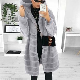 Manteaux d'hiver en fausse fourrure pour femmes, grande taille 4XL, manteaux de vison épais, Long et moelleux, vestes chaudes à capuche pour manteaux 231026