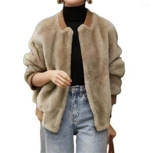 Manteaux en fausse peluche pour femmes, vêtements d'extérieur en fourrure, Design à épaules larges, vestes chaudes en laine d'agneau artificielle, hiver