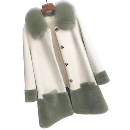 Dames bont faux echte jas vrouwelijke schapen shearling jas winter vrouwen kleding kraag wol s manteau femme mijn 221006