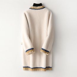 Manteau en fausse fourrure pour Femme, veste d'hiver, vêtements pour Femme, laine de mouton, vêtements d'extérieur coréens, 2023