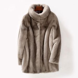 Manteau d'hiver en fausse fourrure de vison véritable pour femme, vêtements longs d'automne, grande taille, veste Vintage Chaqueta Mujer MY1062