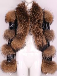 Veste d'hiver en fausse fourrure pour femme, grande taille, en Faux cuir, courte, courte, doublure en coton, RR2775, 231121