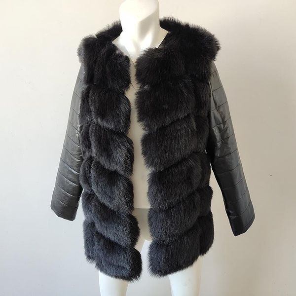 FURA FURS FURA FAUX gruesa parka para mujeres abrigos lujosos bata de cuello grande con capucha tibia parkas chaqueta de invierno larga calidad superior 2023