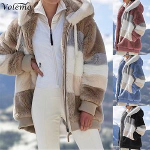 Femmes fourrure Faux Volemo femmes hiver grande taille longue Teddy veste chaud épais polaire manteau en peluche femme 220901