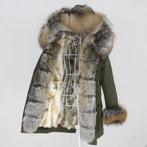 Fourrure féminine fausse étanche longue parka veste hiver