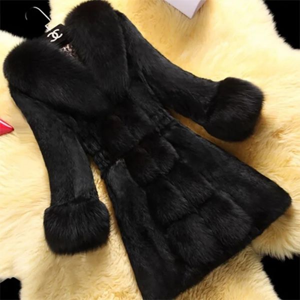 Faurure de fourrure pour femmes Vêtements de vent en peluche Maisons en hiver Vêtements chauds Fashion fausse fourrure V Col à manches longues S 220916